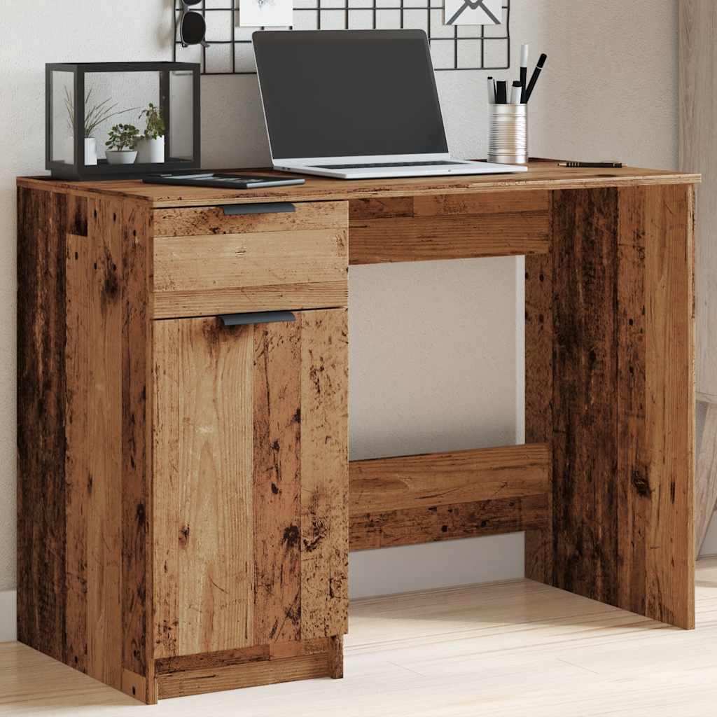 Bureau 100x50x75 cm bewerkt hout oud houtkleurig