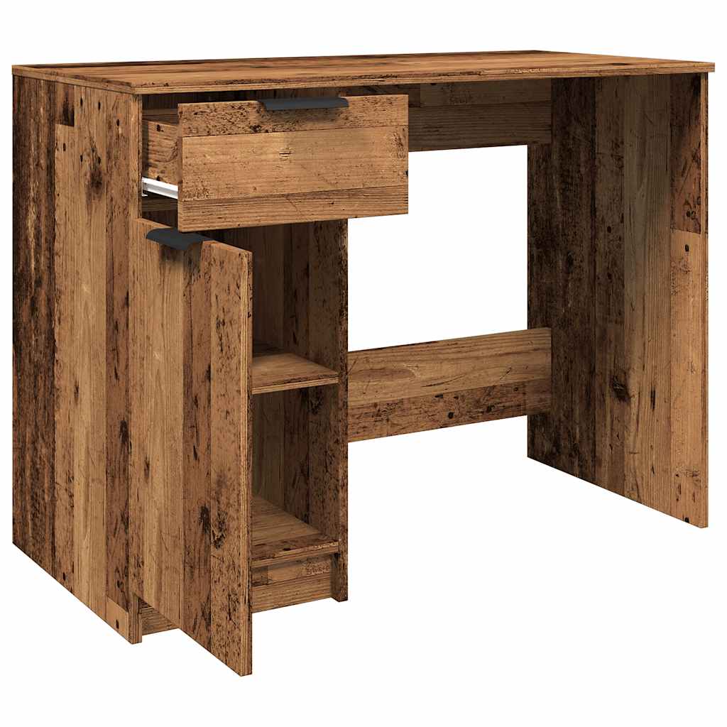 Bureau 100x50x75 cm bewerkt hout oud houtkleurig