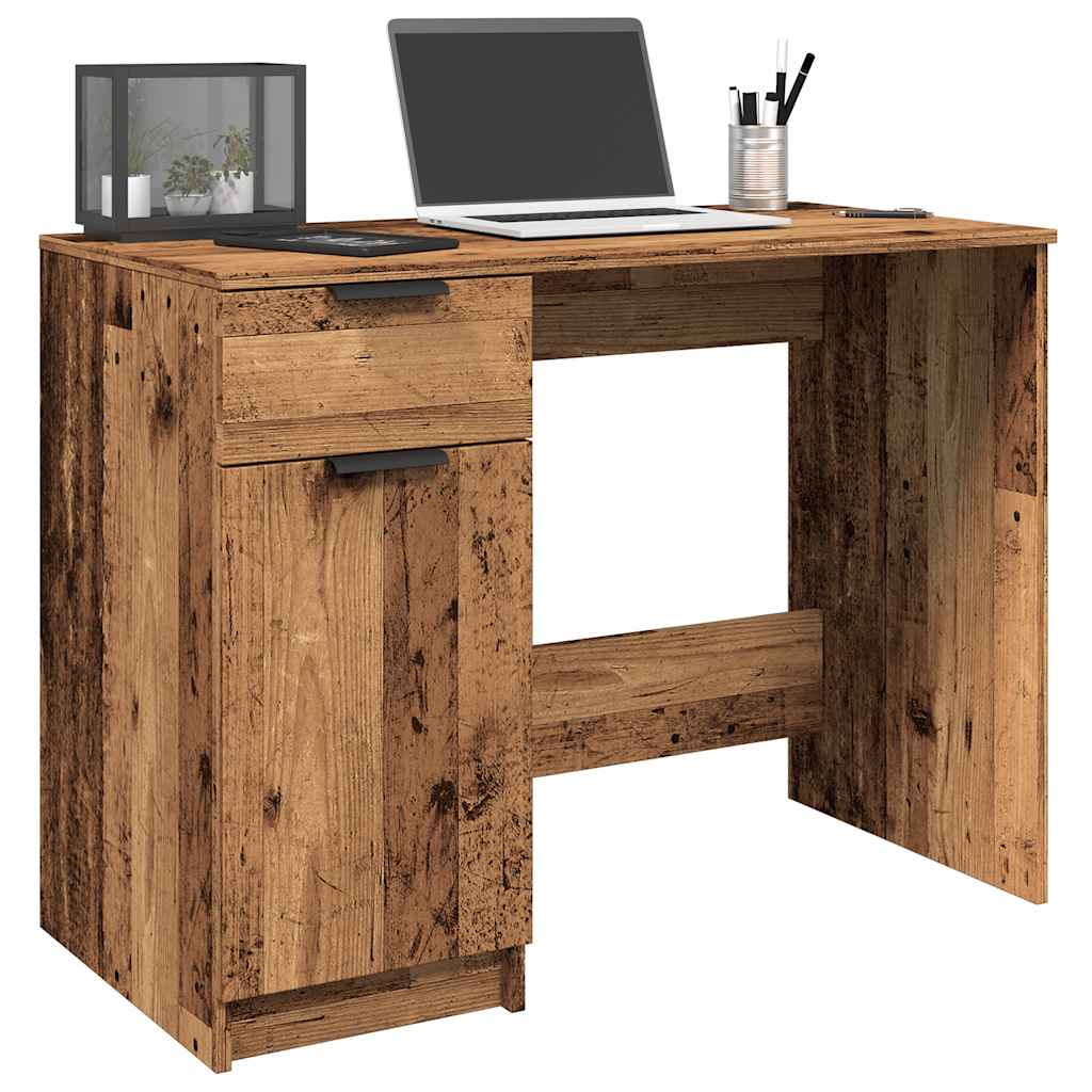 Bureau 100x50x75 cm bewerkt hout oud houtkleurig