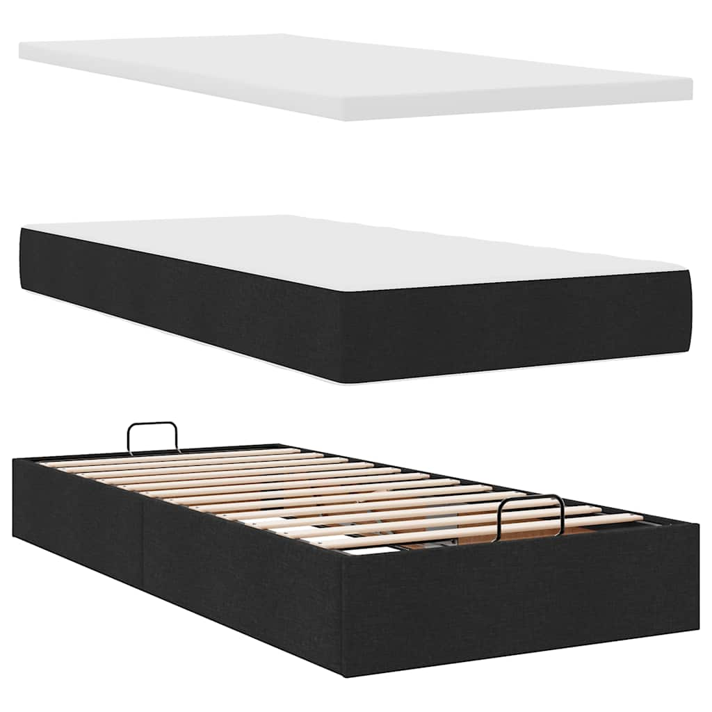 Ottoman bed met matras 90x200cm stof zwart