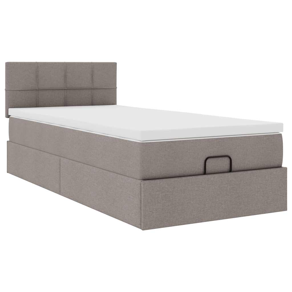 Ottoman bed met matras 90x200cm stof taupe