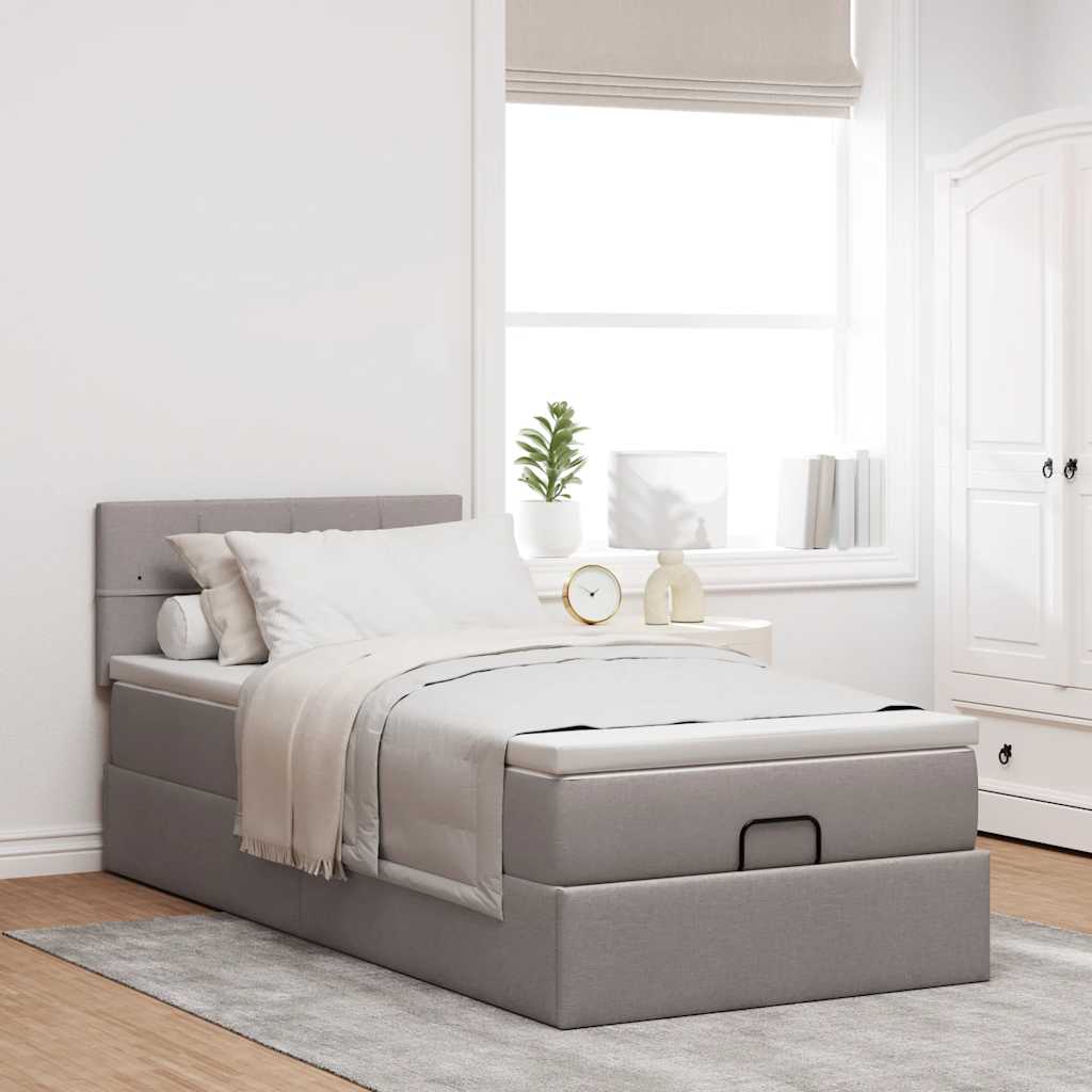 Ottoman bed met matras 90x200cm stof taupe