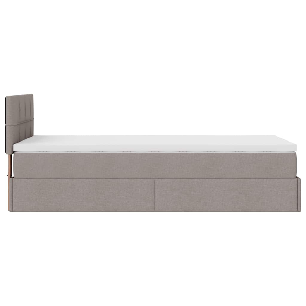 Ottoman bed met matras 90x200cm stof taupe