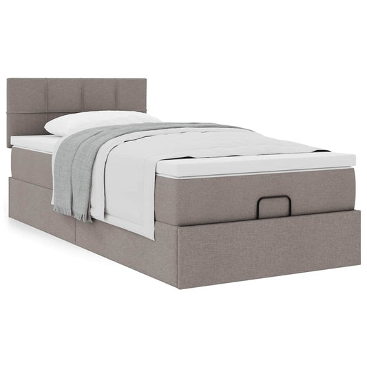 Ottoman bed met matras 90x200cm stof taupe