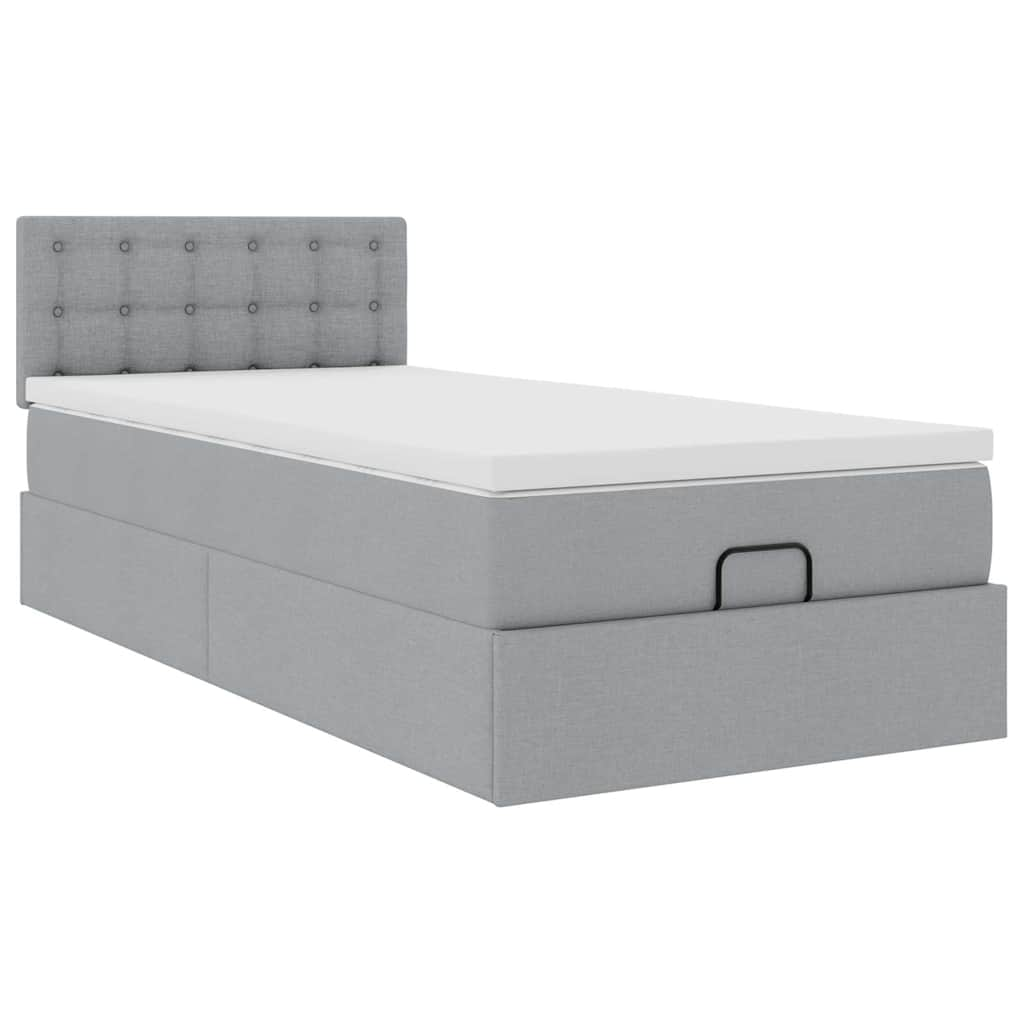 Ottoman bed met matras 90x200cm stof lichtgrijs