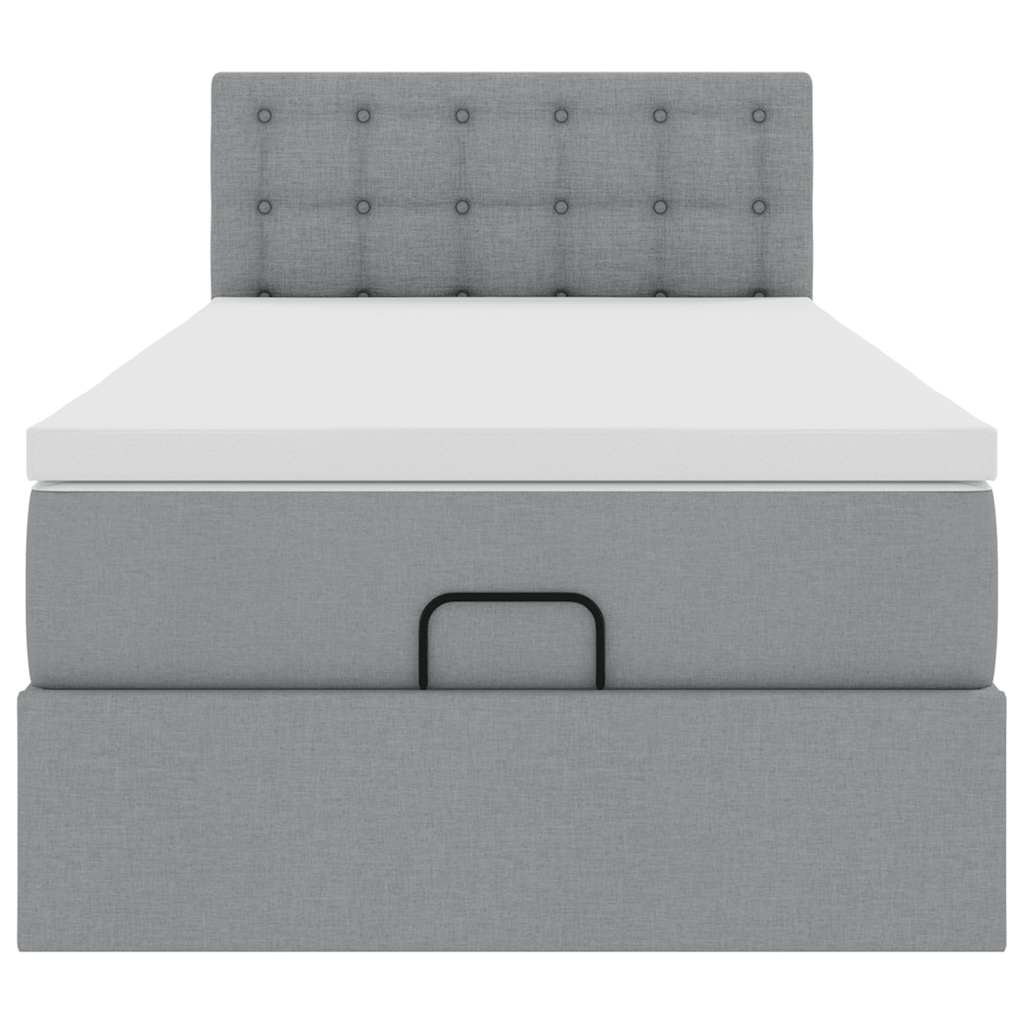 Ottoman bed met matras 90x200cm stof lichtgrijs