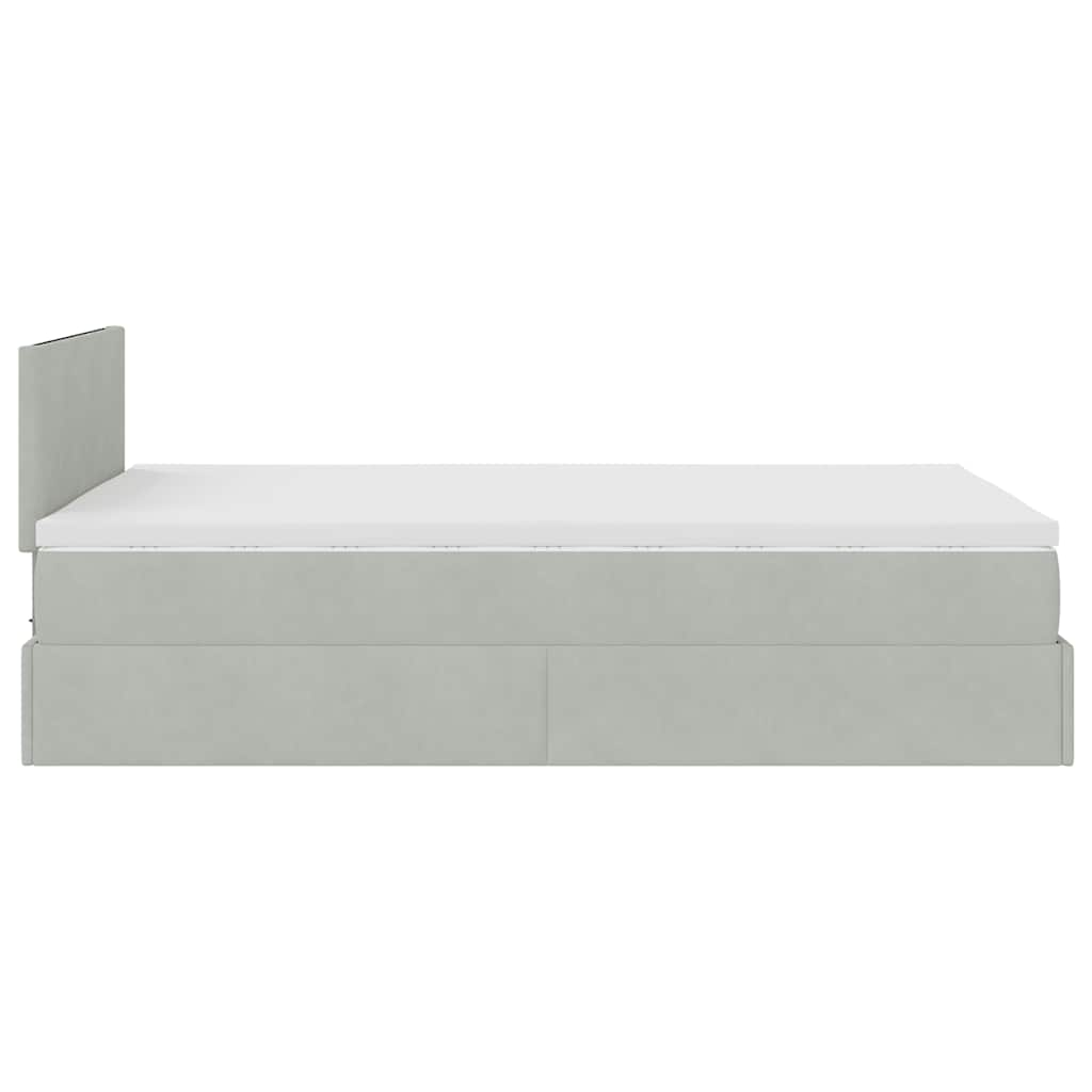 Bed poef met matras 120x190 cm fluweel lichtgrijs