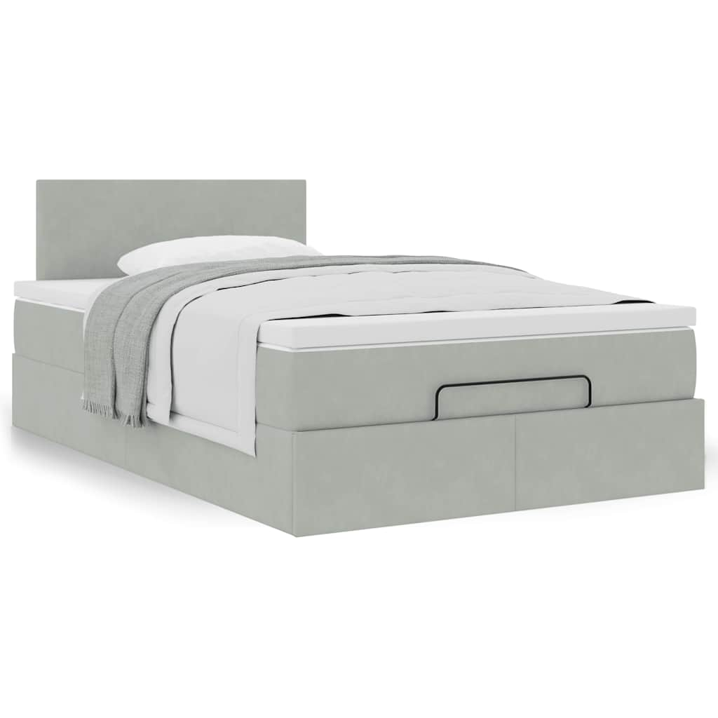 Bed poef met matras 120x190 cm fluweel lichtgrijs