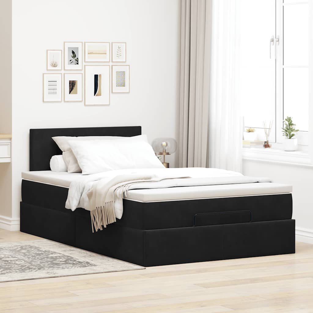 Bed poef met matras 120x190 cm fluweel zwart