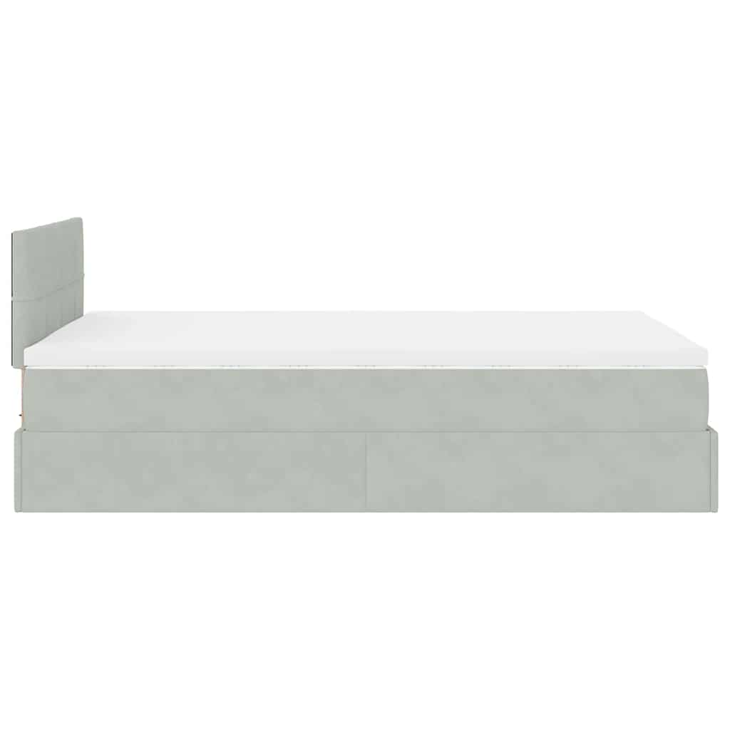 Bed poef met matras 120x190 cm fluweel lichtgrijs