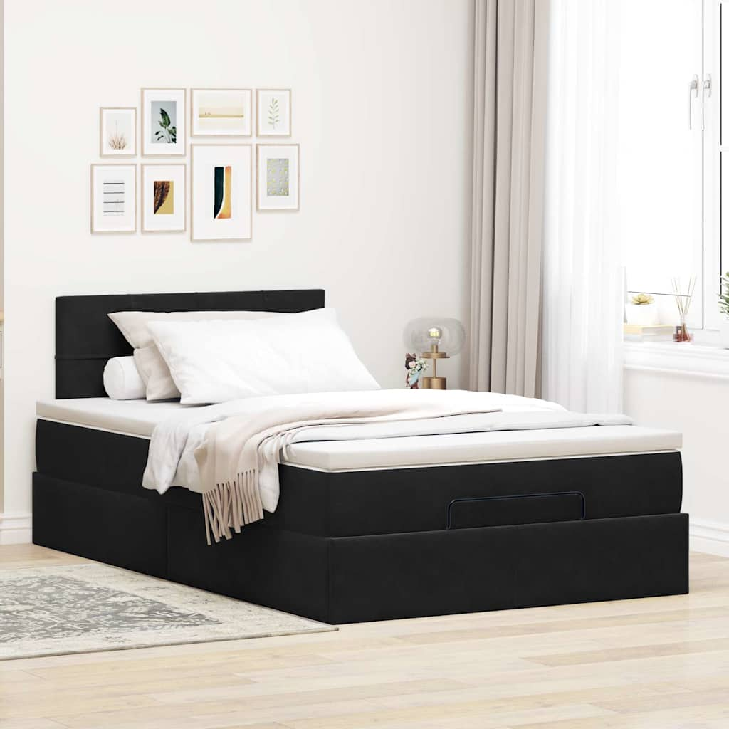 Bed poef met matras 120x190 cm fluweel zwart