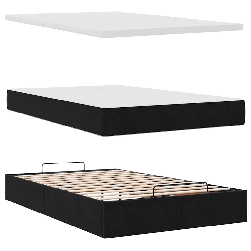 Bed poef met matras 120x190 cm fluweel zwart