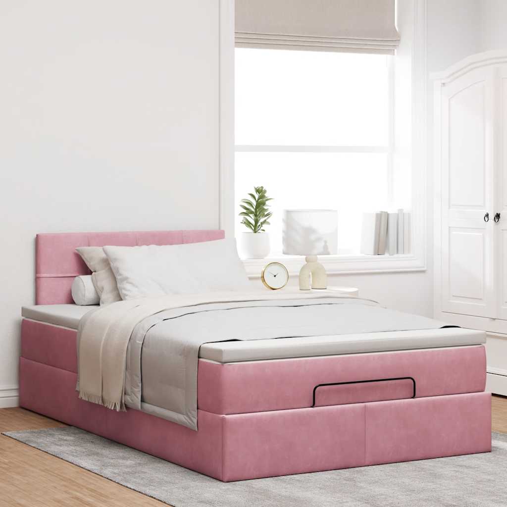 Bed poef met matras 120x190 cm fluweel roze