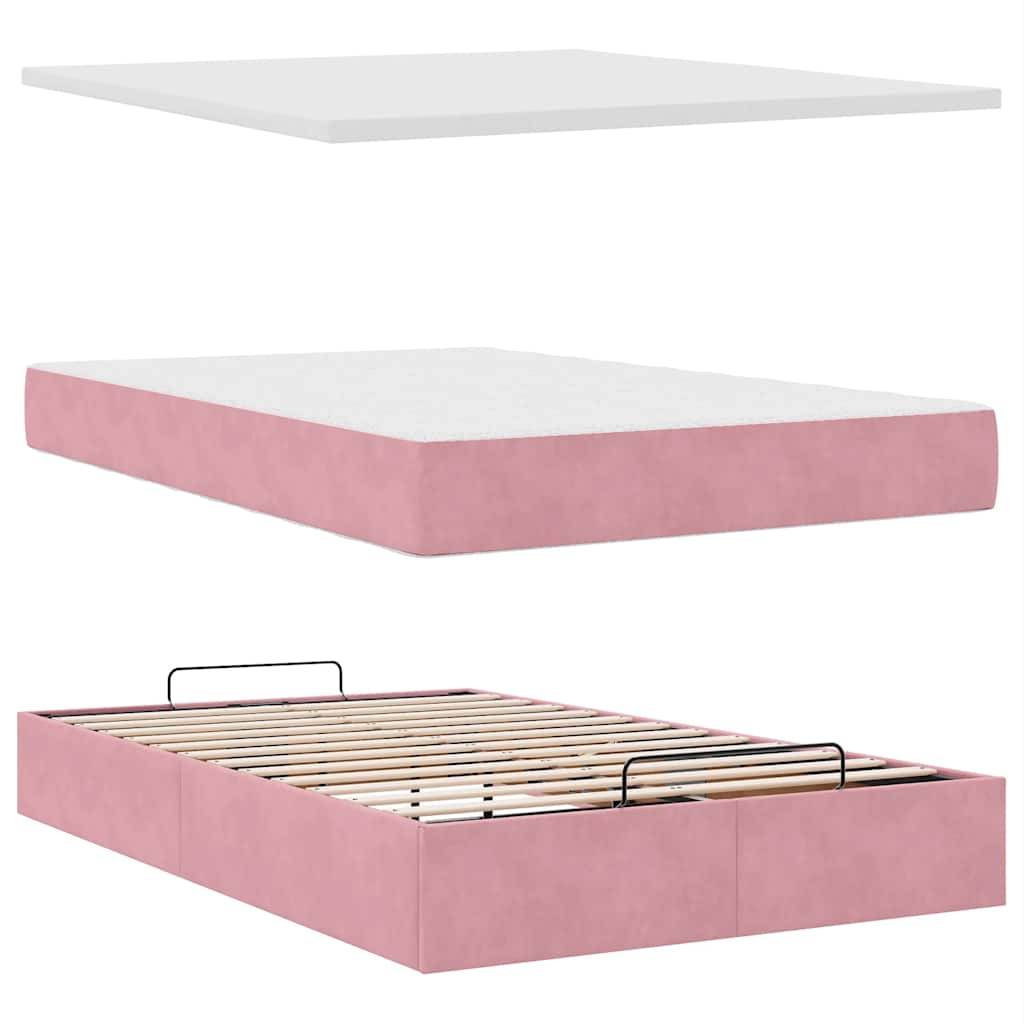 Bed poef met matras 120x190 cm fluweel roze