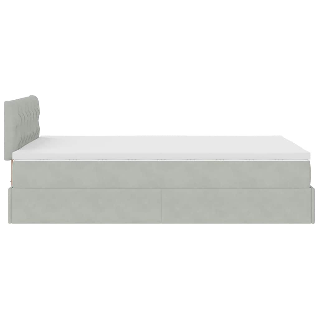 Bed poef met matras 120x190 cm fluweel lichtgrijs