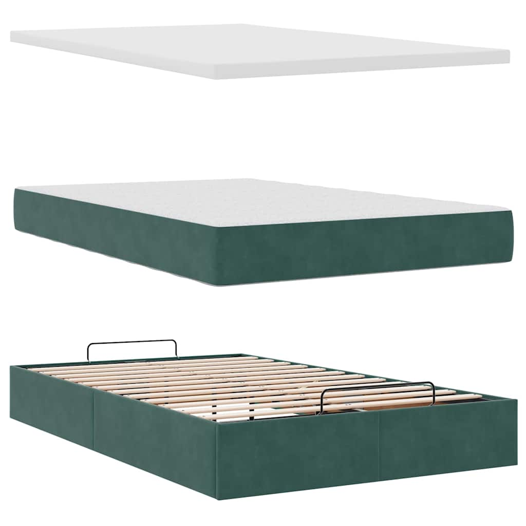 Bed poef met matras 120x190 cm fluweel donkergroen