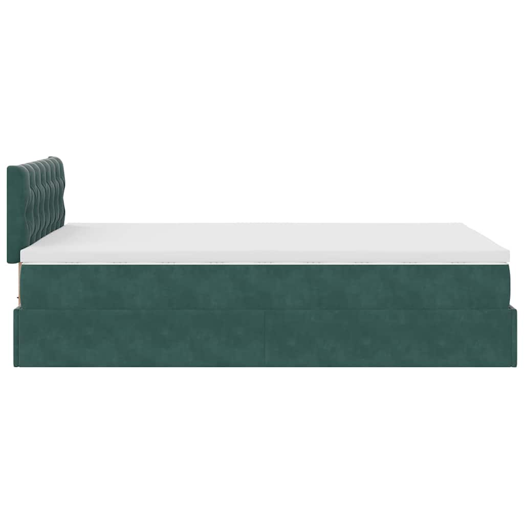 Bed poef met matras 120x190 cm fluweel donkergroen