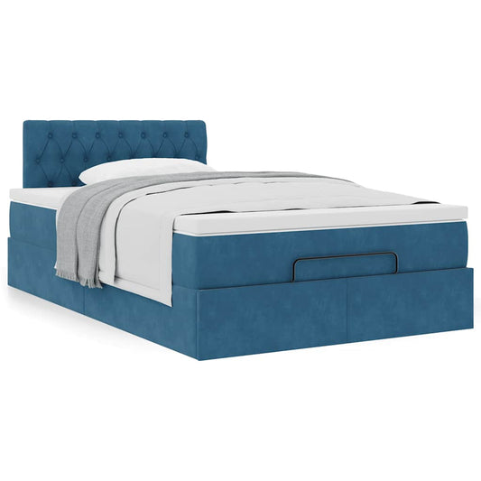 Bed poef met matras 120x190 cm fluweel donkerblauw