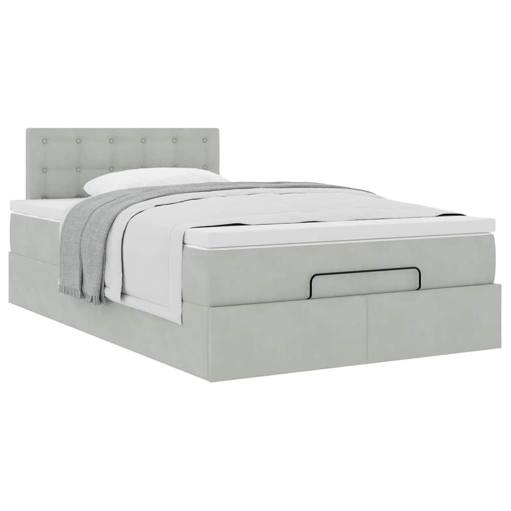 Bed poef met matras 120x190 cm fluweel lichtgrijs