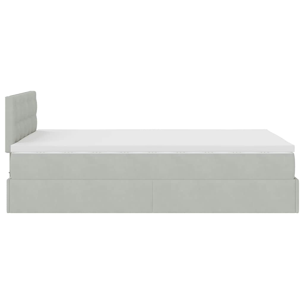 Bed poef met matras 120x190 cm fluweel lichtgrijs