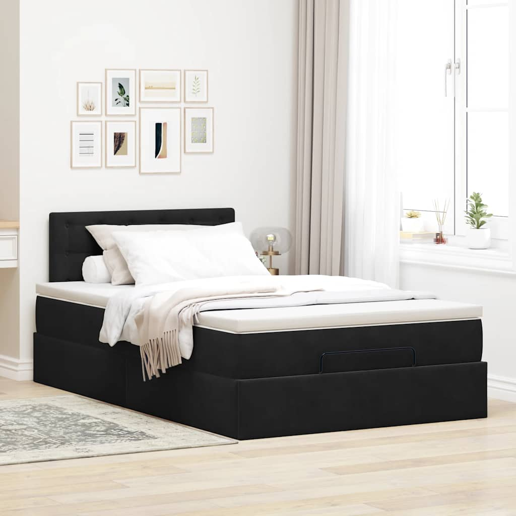 Bed poef met matras 120x190 cm fluweel zwart