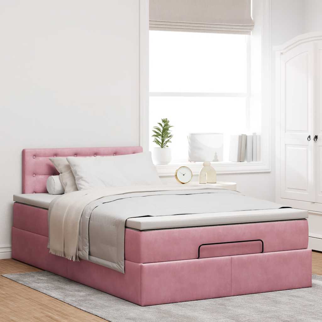 Bed poef met matras 120x190 cm fluweel roze