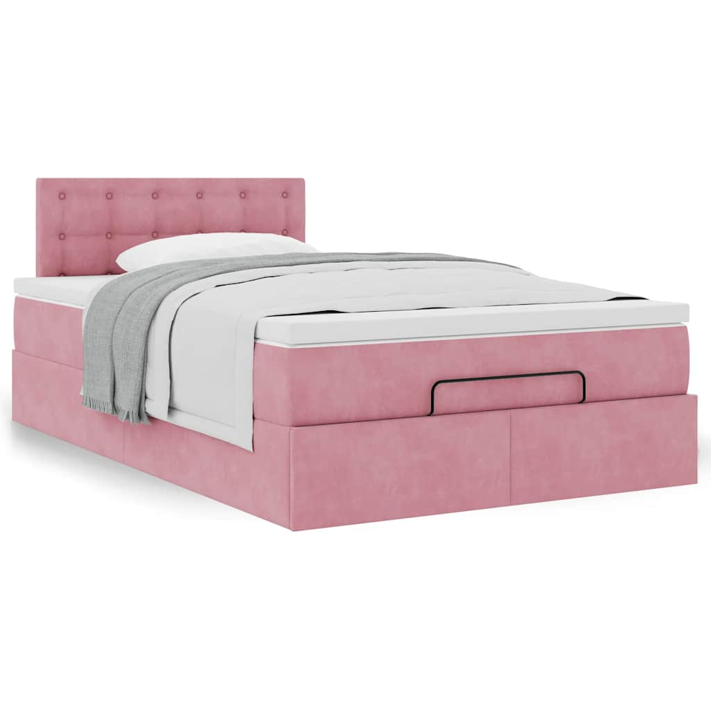 Bed poef met matras 120x190 cm fluweel roze