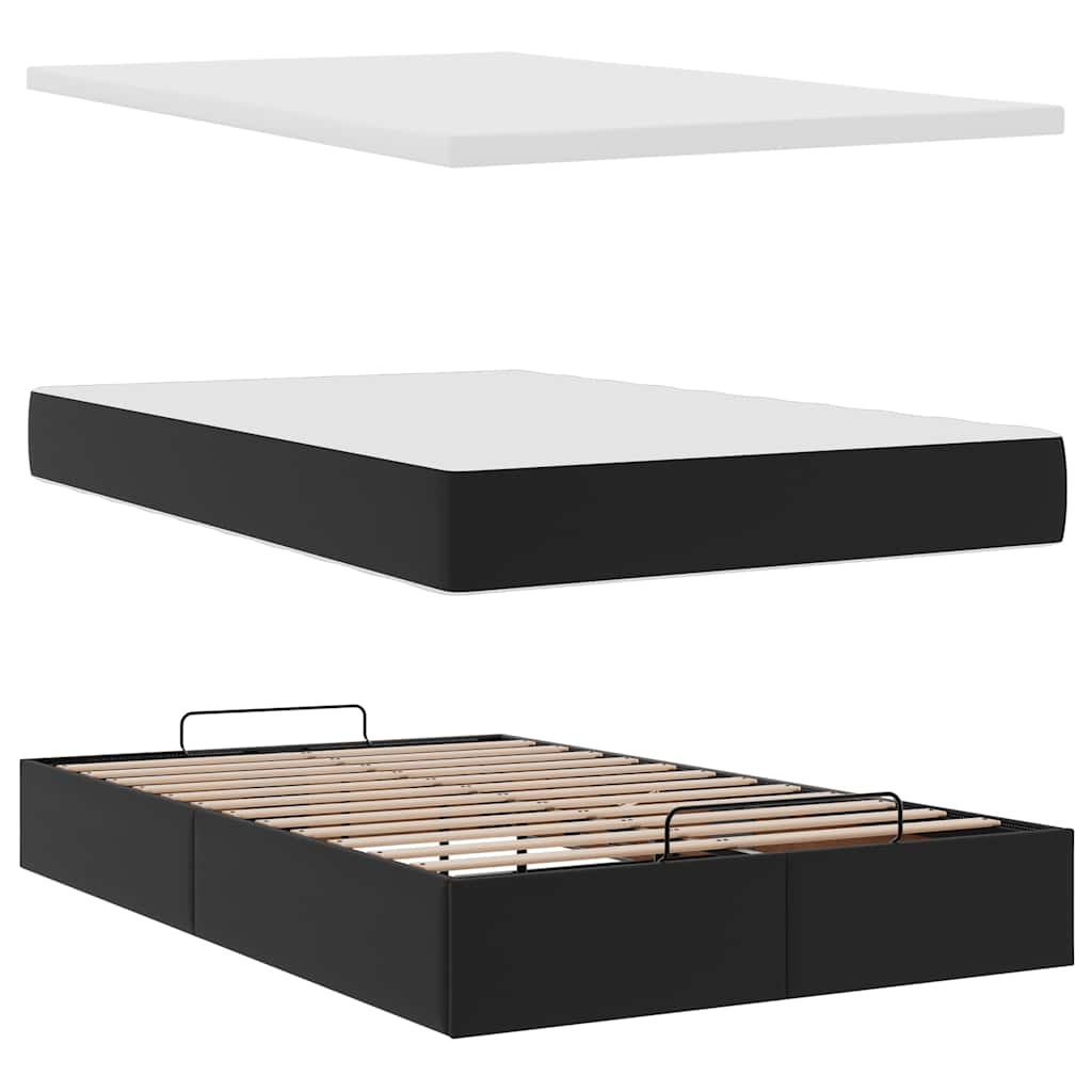 Bed poef met matrassen en LED's 120x190cm kunstleer zwart