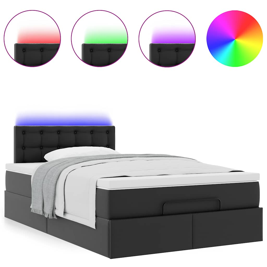 Bed poef met matrassen en LED's 120x190cm kunstleer zwart