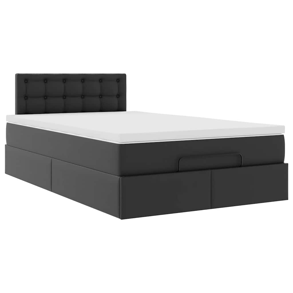 Bed poef met matrassen en LED's 120x190cm kunstleer zwart