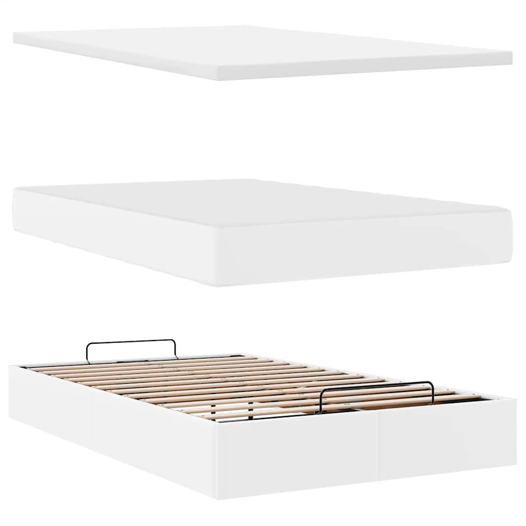 Bed poef met matrassen en LED's 120x190cm kunstleer zuiver wit