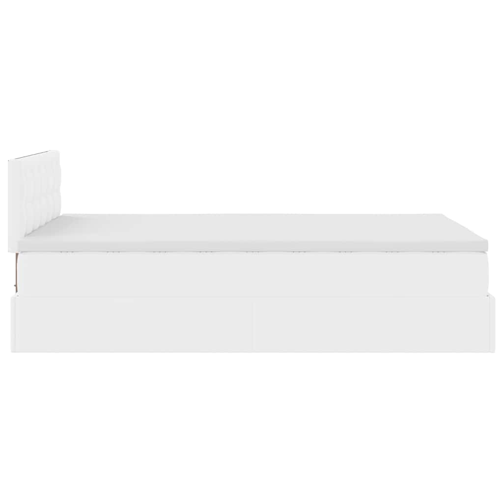 Bed poef met matrassen en LED's 120x190cm kunstleer zuiver wit