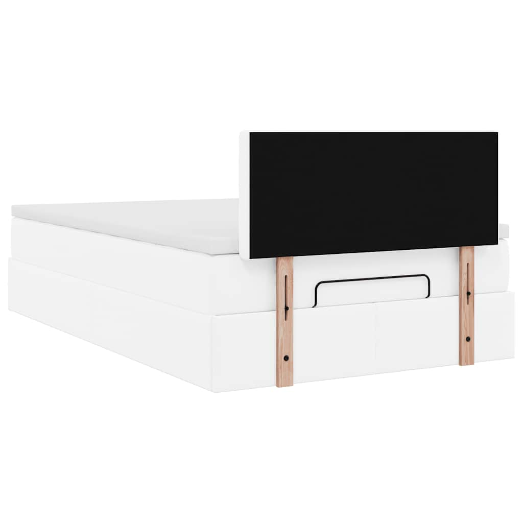 Bed poef met matrassen en LED's 120x190cm kunstleer zuiver wit