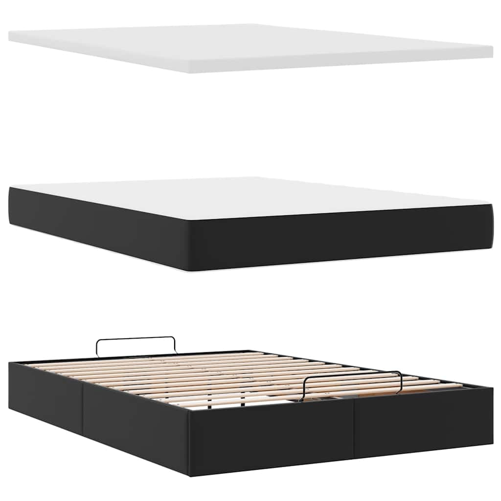 Bed poef met matrassen en LED's 140x190cm kunstleer zwart