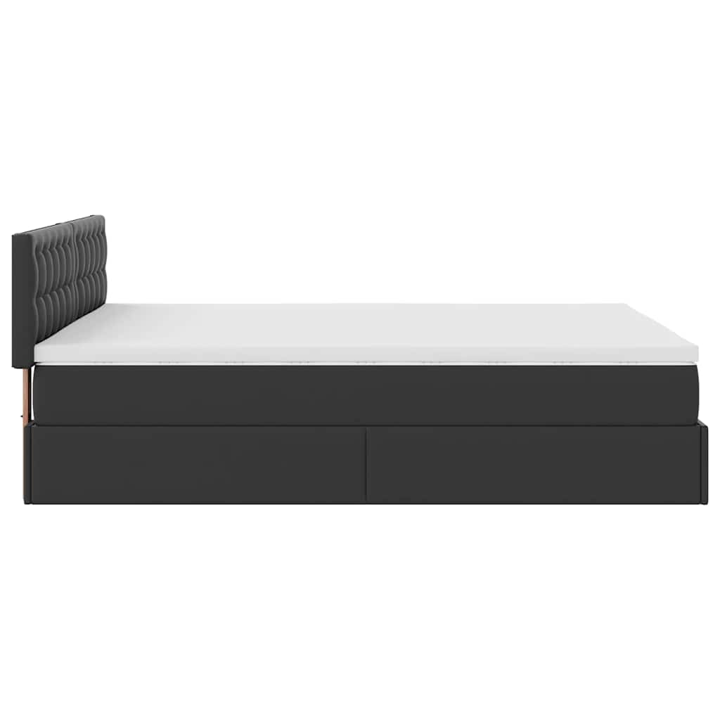 Bed poef met matrassen en LED's 140x190cm kunstleer zwart