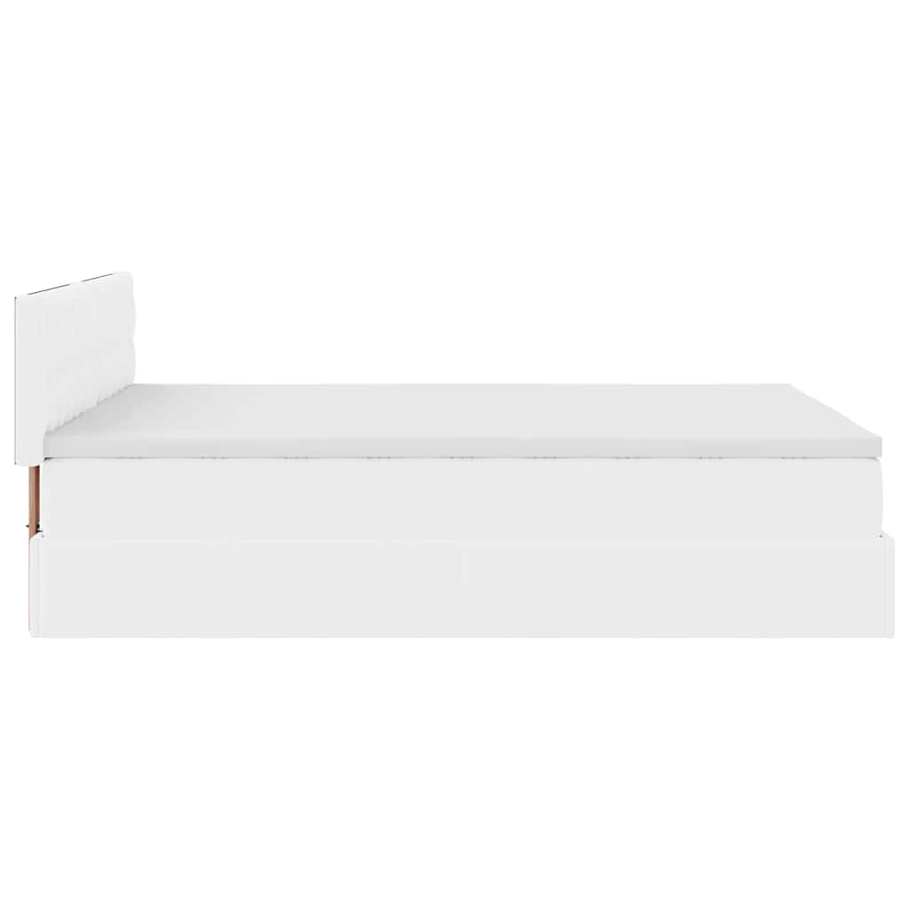 Bed poef met matrassen en LED's 140x190cm kunstleer zuiver wit