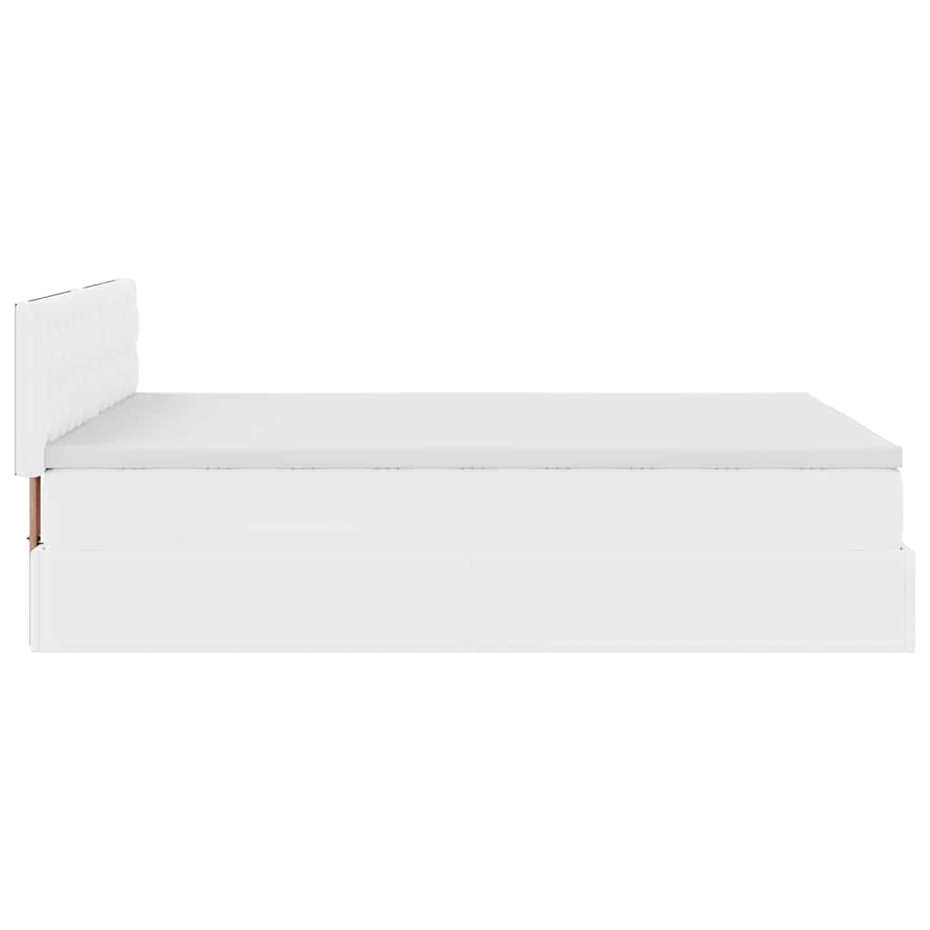 Bed poef met matrassen en LED's 140x200cm kunstleer zuiver wit