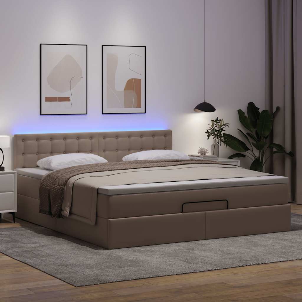 Bed poef met matrassen en LED's 180x200cm kunstleer