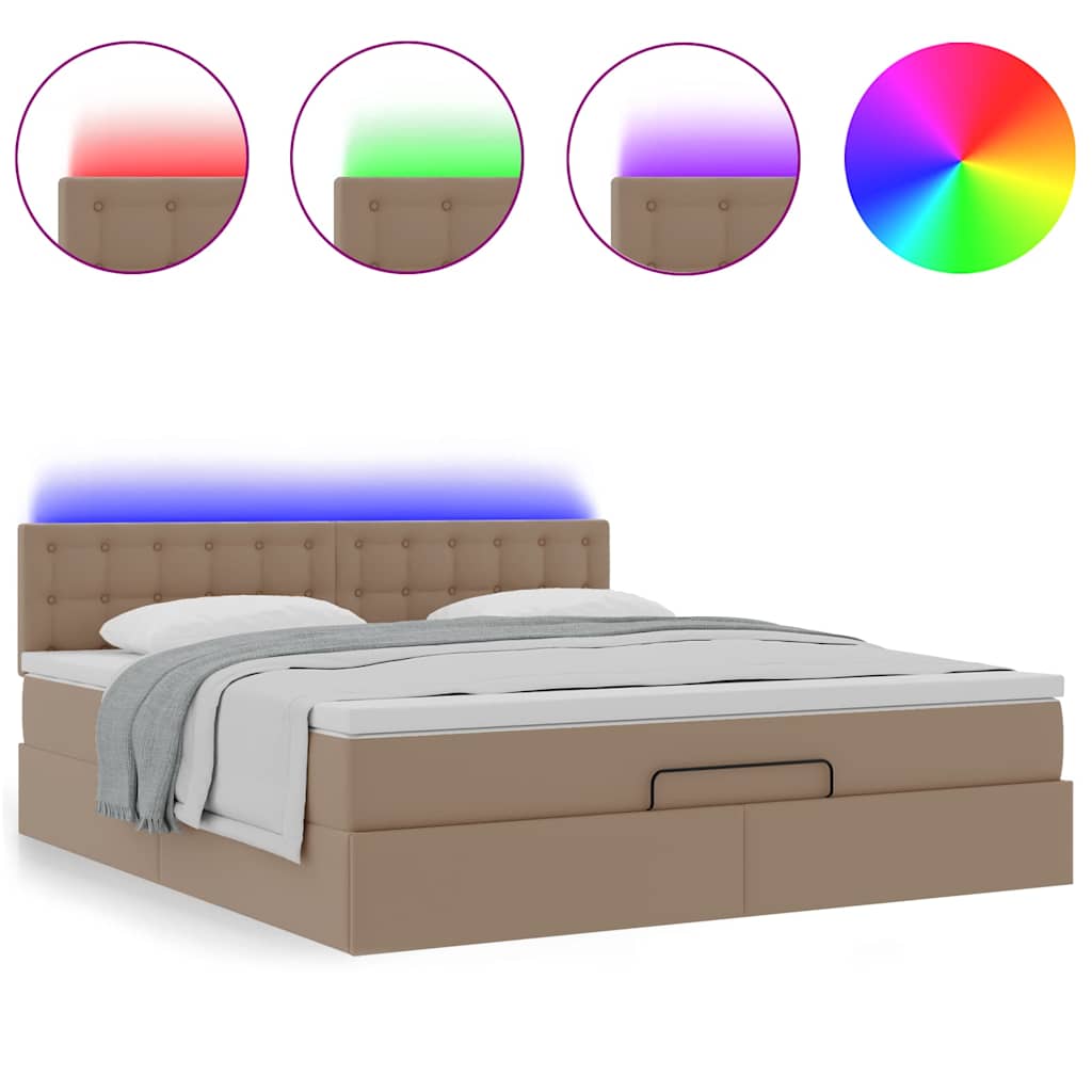 Bed poef met matrassen en LED's 180x200cm kunstleer