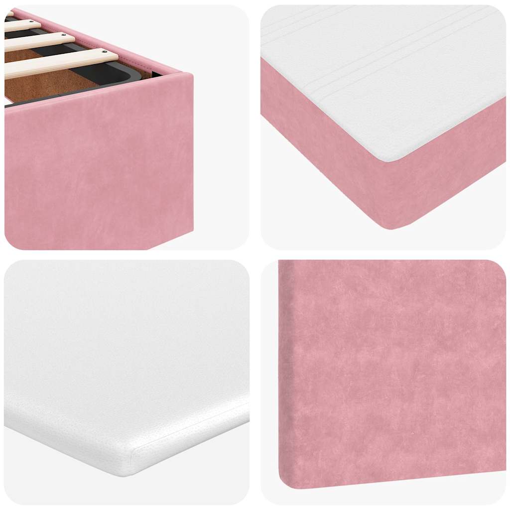 Ottoman bed met matras en LED's 80x200cm fluweel roze