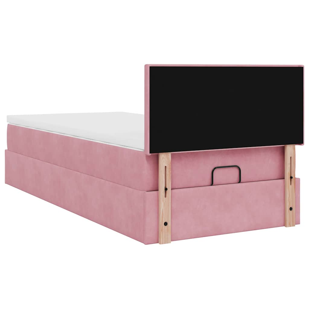 Ottoman bed met matras en LED's 80x200cm fluweel roze