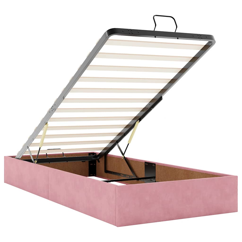 Ottoman bed met matras en LED's 80x200cm fluweel roze