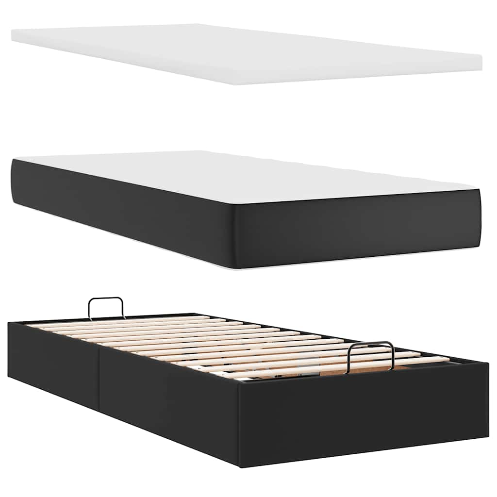 Bed poef met matrassen en LED's 180x200cm kunstleer zwart