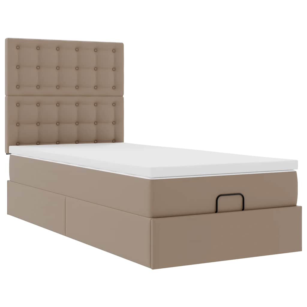 Ottomaanse bed met matras 90x200cm kunstleer cappuccinokleurig