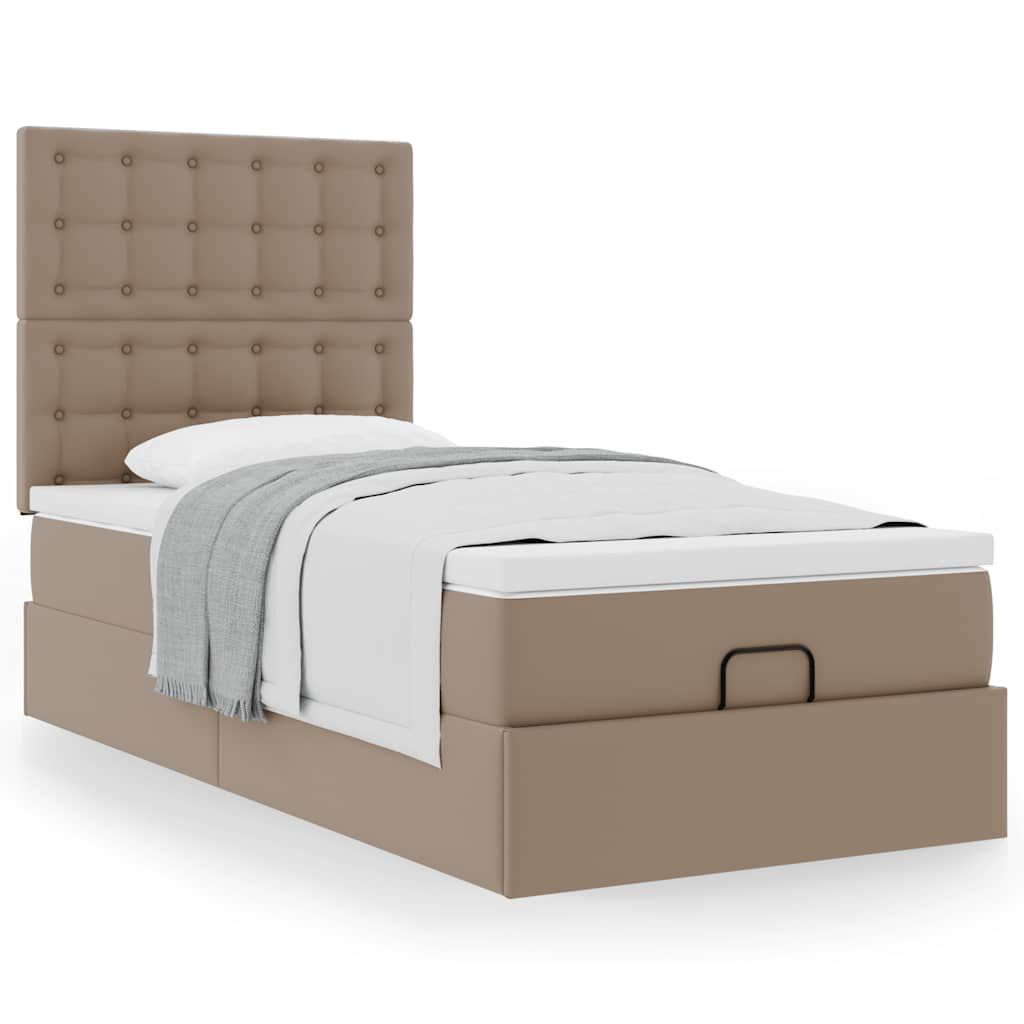 Ottomaanse bed met matras 90x200cm kunstleer cappuccinokleurig