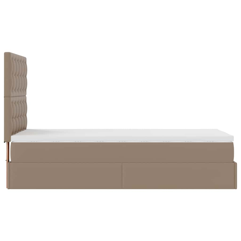 Ottomaanse bed met matras 90x200cm kunstleer cappuccinokleurig