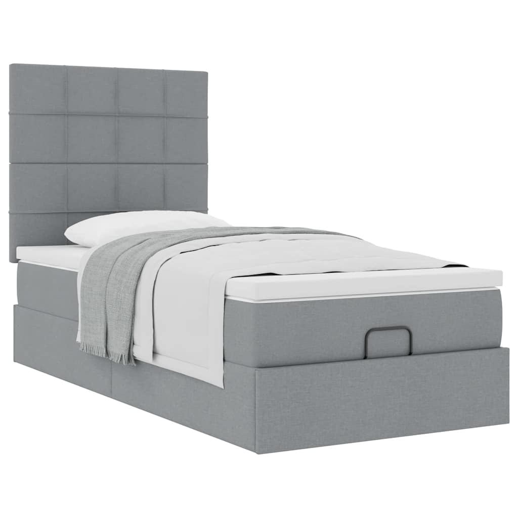 Ottoman bed met matras 90x200cm stof lichtgrijs