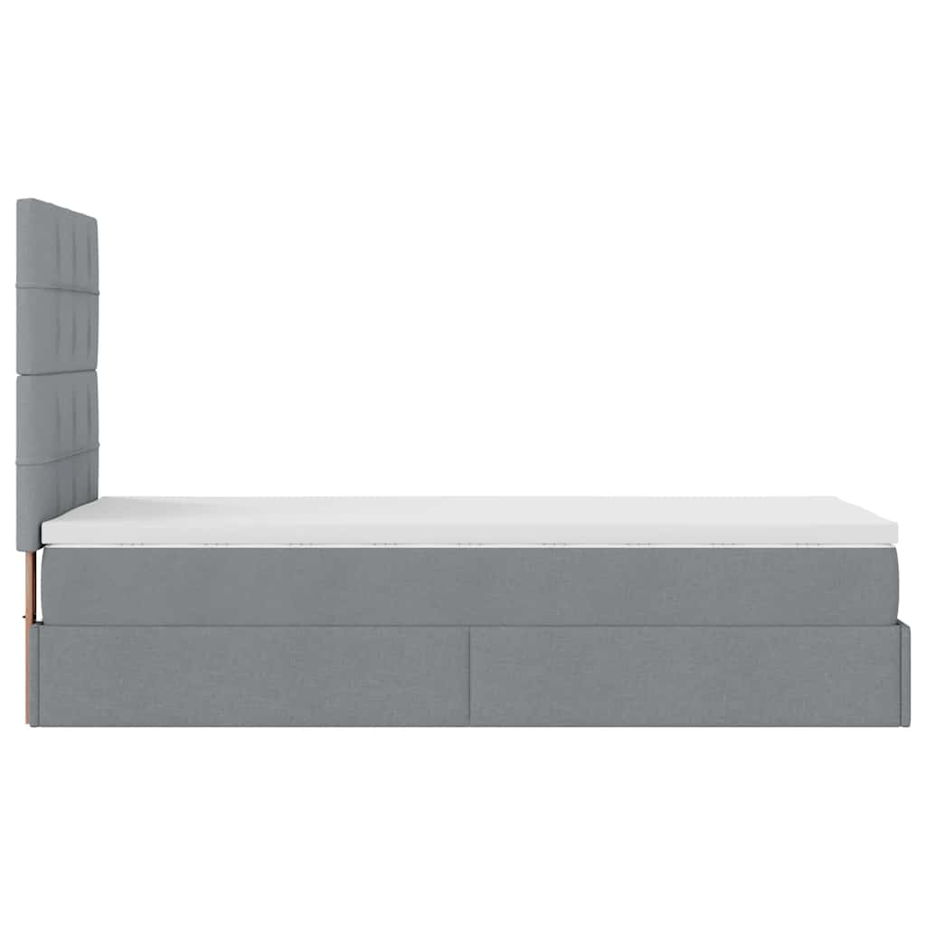 Ottoman bed met matras 90x200cm stof lichtgrijs