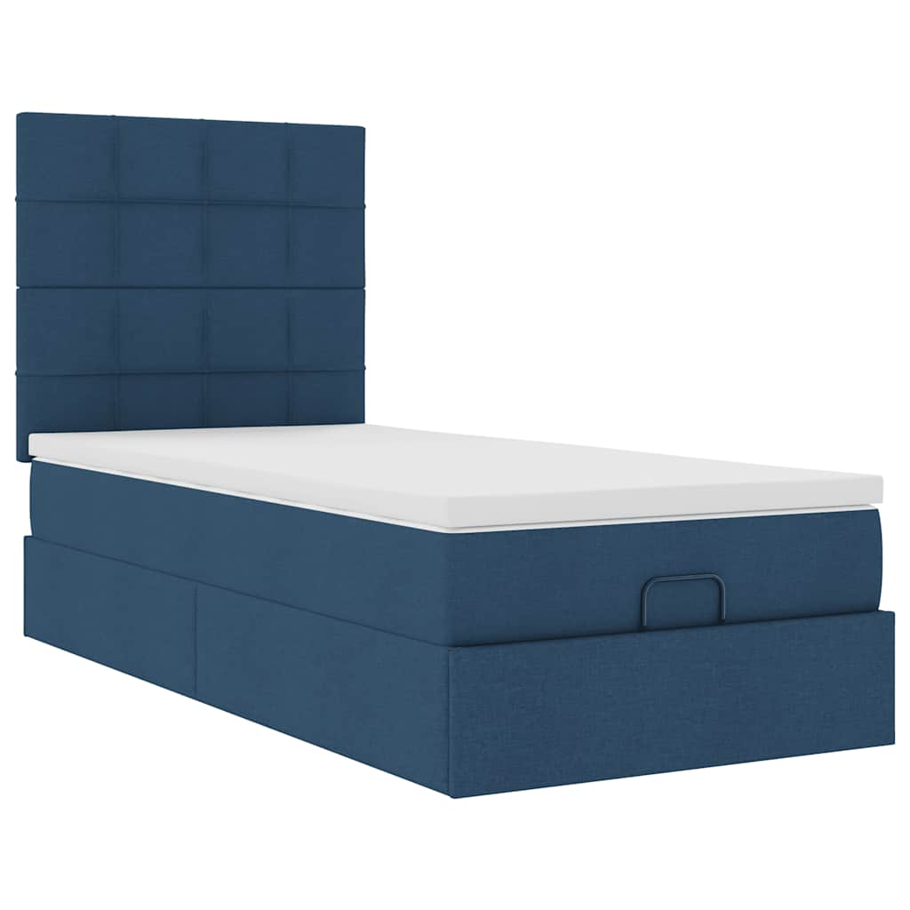 Ottoman bed met matras 90x200cm stof blauw