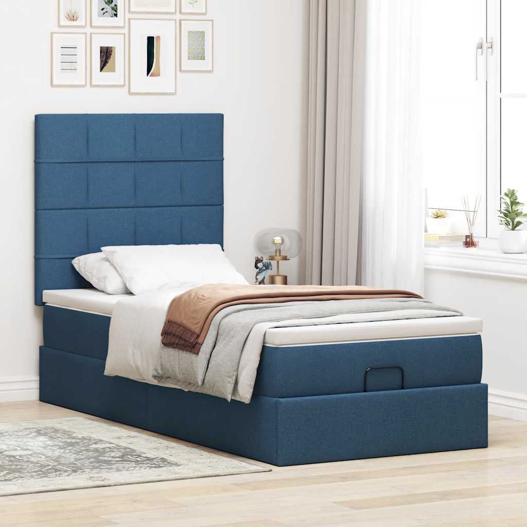 Ottoman bed met matras 90x200cm stof blauw